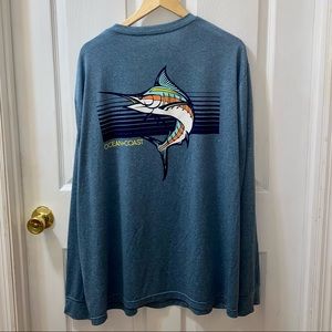 Ocean+Coast I Blue Long Sleeve Men’s Fishing Shirt dry fit